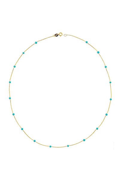 Glorria Kadın Altın Firuze Taşlı Sıra Kolye