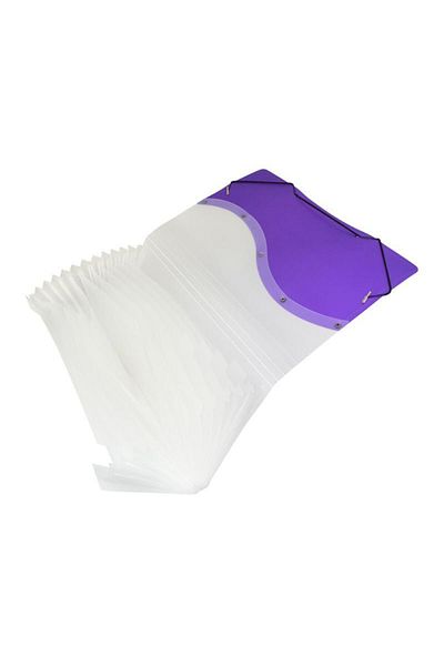 Umix Purple Colored Bellows File - 13 Compartments with Elastic