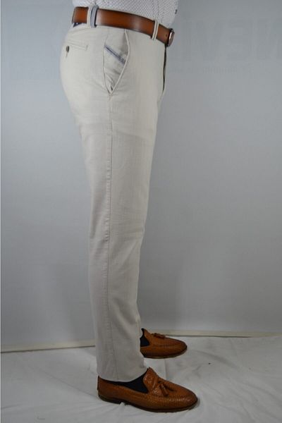 Bomonti Linen Look Cotton Trousers with Garnished Side Pockets