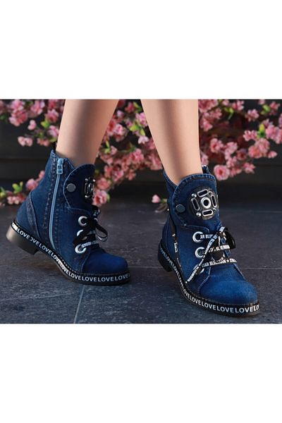 StarBlueMooN Women's Blue Denim Boots