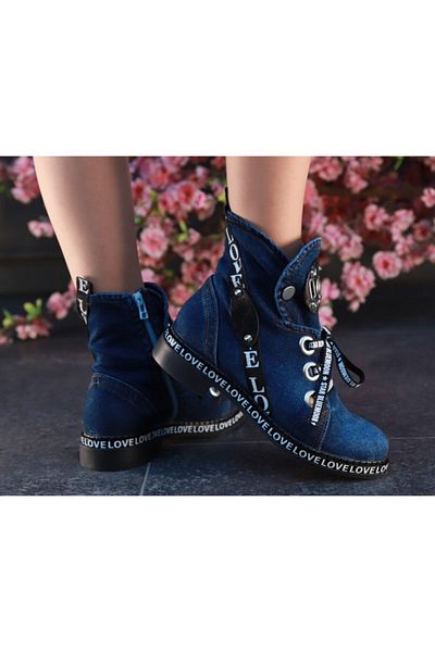 StarBlueMooN Women's Blue Denim Boots