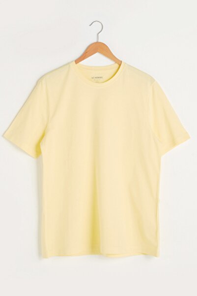 LC Waikiki Your Fashion Style'dan Erkek Sarı Tişört Bisiklet Yaka Basic Kısa Kollu Pamuklu Basic