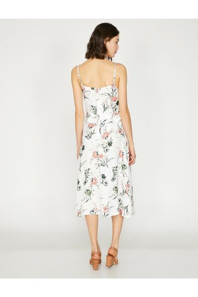 Koton Weißes gemustertes Damenkleid 9YAK88816CW