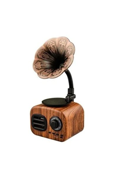 Genel Markalar Ft-05 Nostalji Mini Ahşap Gramafon Bluetooth Radyo Hoparlör