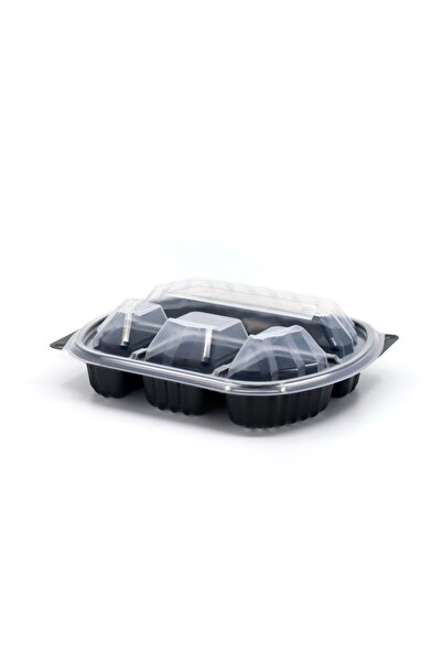 Özge Plastik 4 Bölmeli Kapaklı Gıda Kabı (SICAĞA DAYANIKLI) 50'li