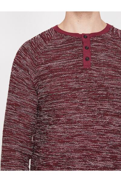 Koton Ανδρικό πουλόβερ Claret Red Button Detailed 9KAM91390HK