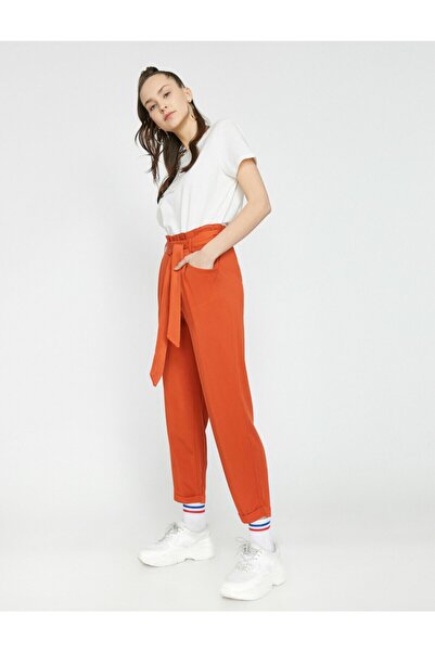Koton Women's Red Trousers 9YAL48057IW