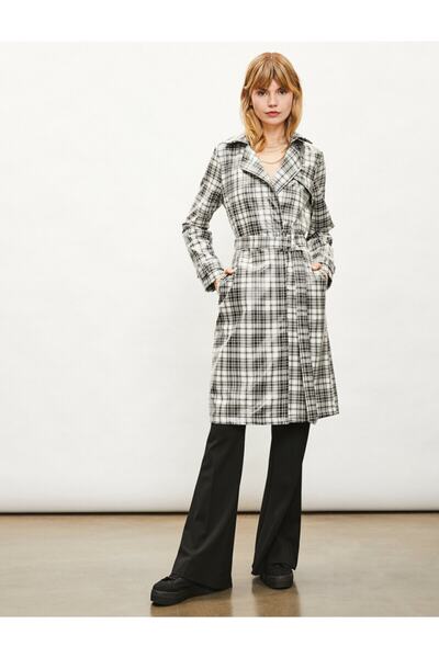 Koton Schwarzer Trenchcoat für Damen 9YAK05526UW