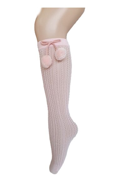 Daymod Pom-Pom Fishnet Knee-Knee Socks