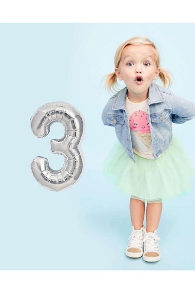 Ekin Süs 40 Cm Silver 3 Digit Foil Balloon