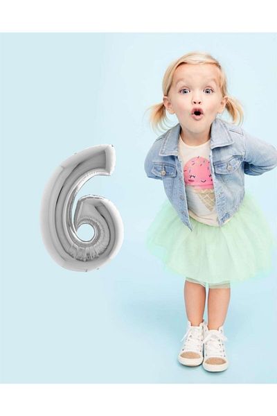 Ekin Süs 40 Cm Silver 6 Digit Foil Balloon