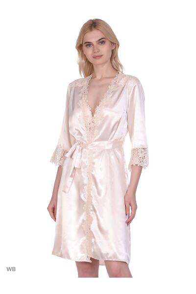 Marpessa Kadın Bej Lingerie İpek Saten Özel Fransız Dantelli Sütyen Kaplı Taş...