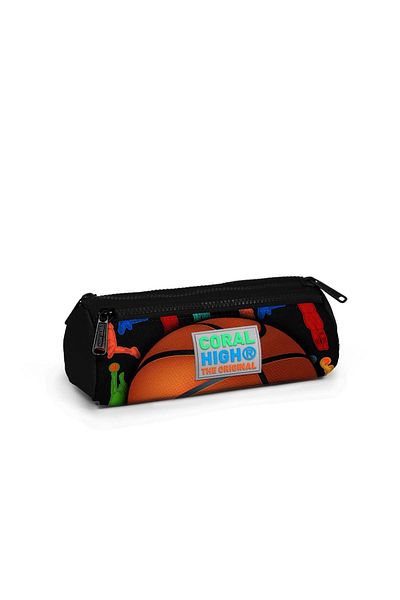 Coral High Παιδική μαύρη τσάντα μολυβιού τριών θέσεων μπάσκετ 22321