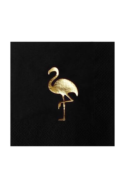 Story مجموعة مكونة من 16 منديلًا باللون الأسود مع نمط فلامينجو على شكل ورقة ذ...