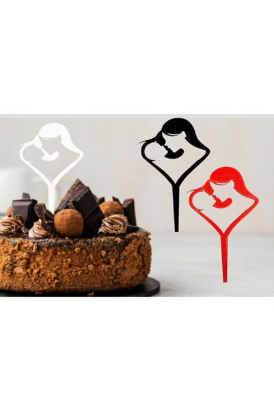 Yavuz Süs Mother & Baby Motif Wooden Cake Ornament