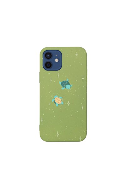 shoptocase Iphone 12 Lansman Uzaydaki Kaplumbağalar Desenli Telefon Kılıfı