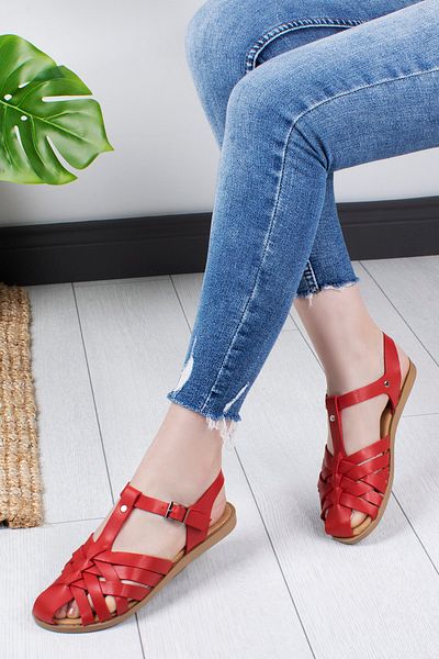 Khayt Women's Red Anatomical Orthopedic Daily Sandals