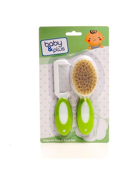 Baby Plus Baby Natural Bristle Brush & Comb Set