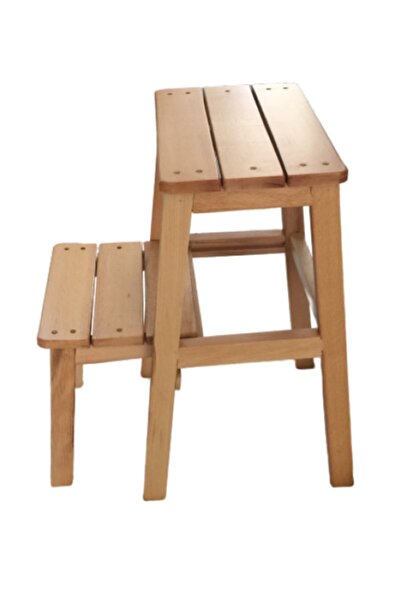 Türkay Merdiven Tabure 2 Basamaklı Çekmeceli Naturel Renk (DOĞAL RENK)38x30 Y...