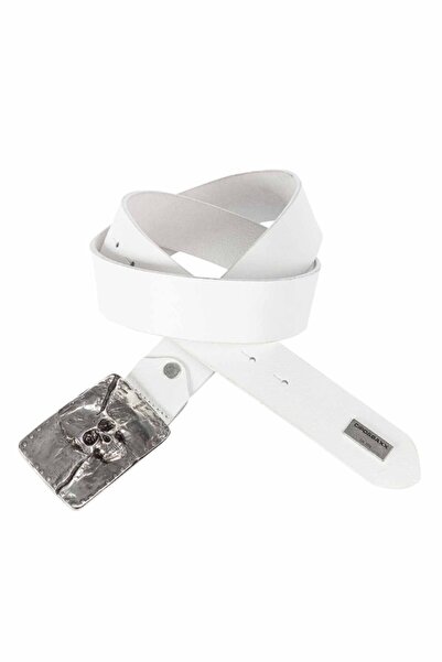 Cipo&Baxx Cg170 Skull Silhouette White Leather Belt