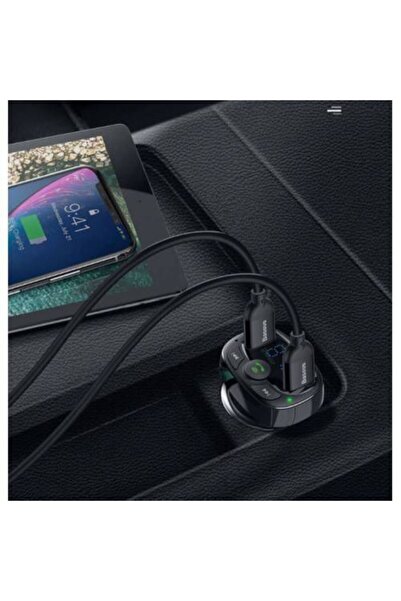 Baseus Orijinal Bluetooth Aktarım Mp3 Araç Kiti 2 Usb Çıkışlı Araç Şarjı, Araç Müzik Kiti Ve Şarjı