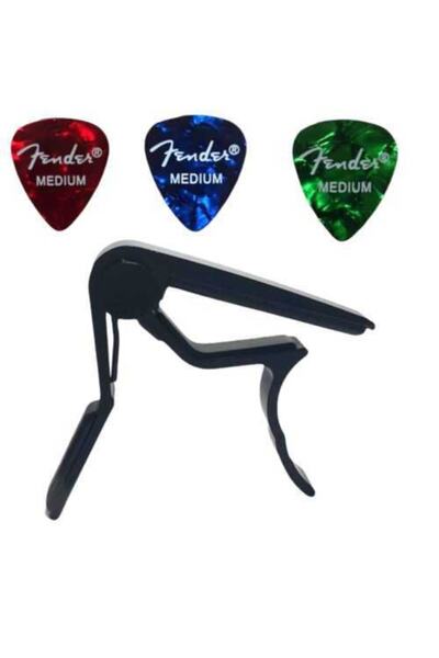 Nemesis Gitar Kaposu Fc-75 Guitar Capo + 3 Adet Fender Medium Picks Pena