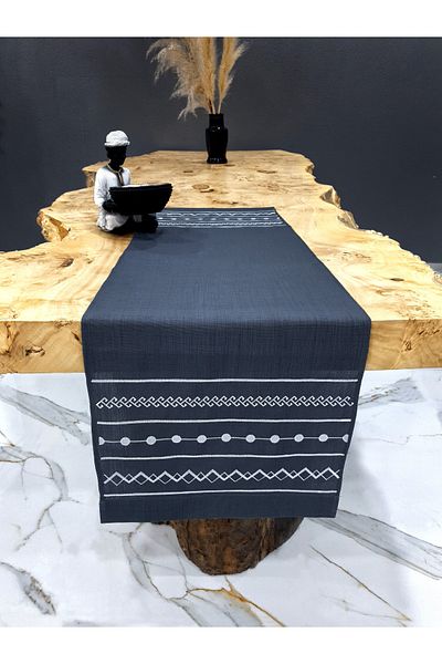 Tanem Home Authentic Pattern Embroidered Placemat Runner 40x140 Cm Antra