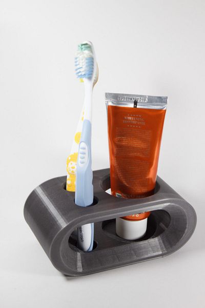 dream3d Metallic Dark Gray Toothbrush and Paste Holder