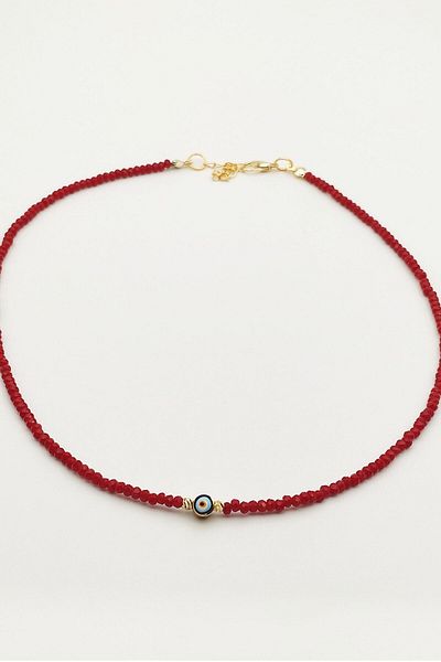 Lolita Takı Red Color Crystal Bead Necklace