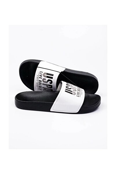 U.S. Polo Assn. Men's White Printed Slippers