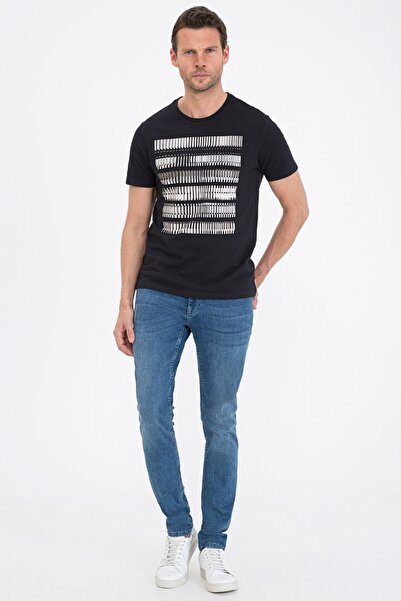 Pierre Cardin Μπλουζάκι με λαιμόκοψη σε σκούρο ανθρακί Slim Fit