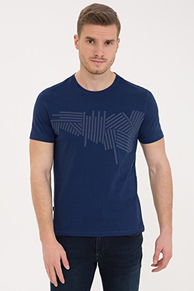 Pierre Cardin Navy Blue Slim Fit Crew Neck T-Shirt