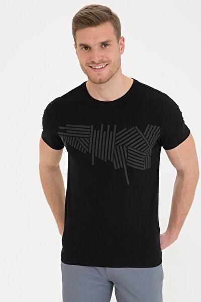 Pierre Cardin Crew Neck Black Slim Fit T-Shirt