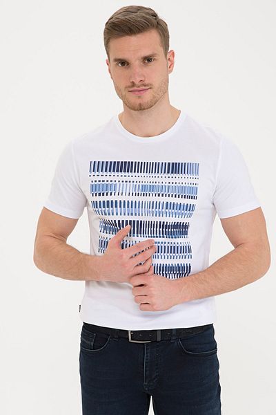 Pierre Cardin Λευκό T-shirt Slim Fit Crew Neck