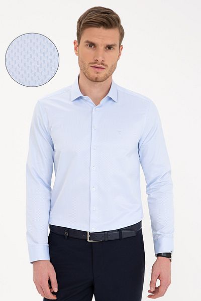 Pierre Cardin Светлосиня прилепнала риза