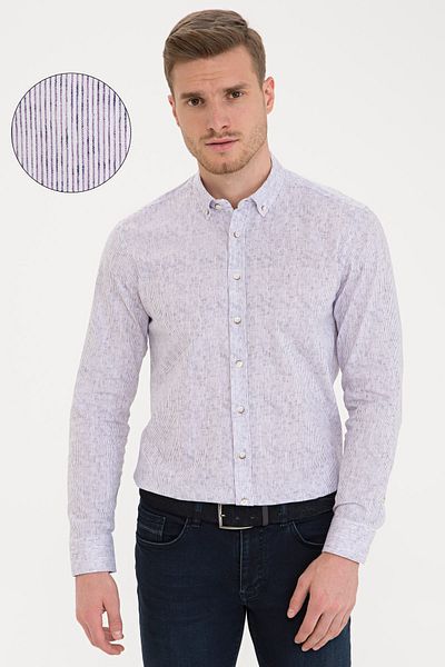 Pierre Cardin Μωβ πουκάμισο Slim Fit