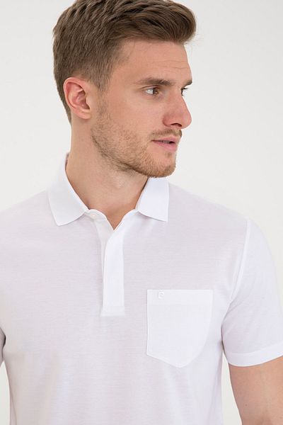 Pierre Cardin Basic Polo Neck Λευκό T-Shirt - Κανονική Εφαρμογή