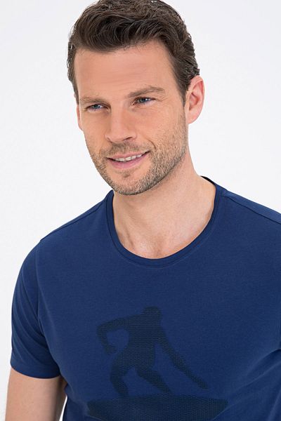 Pierre Cardin Μπλουζάκι Slim Fit σε Ναυτικό Μπλε με Στρογγυλή Λαιμόκοψη