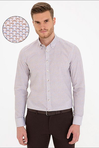 Pierre Cardin Πουκάμισο σε μπεζ Slim Fit