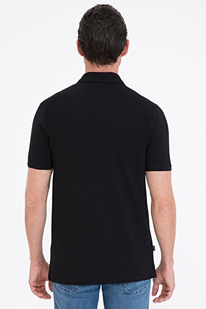 Pierre Cardin Μαύρο μπλουζάκι πόλο με κανονική εφαρμογή