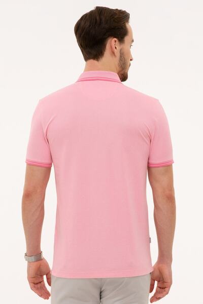 Pierre Cardin Ροζ Slim Fit Polo T-Shirt με λαιμόκοψη