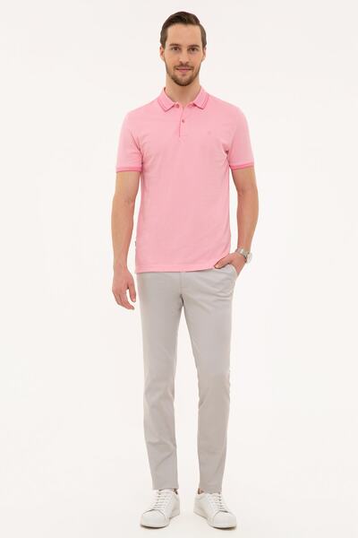 Pierre Cardin Ροζ Slim Fit Polo T-Shirt με λαιμόκοψη