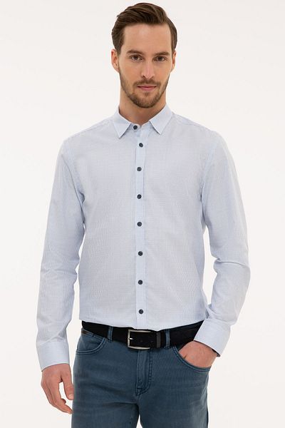 Pierre Cardin Ανοιχτό μπλε πουκάμισο Slim Fit