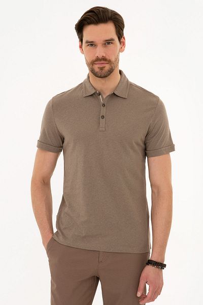 Pierre Cardin Polo Neck Slim Fit Mink T-Shirt