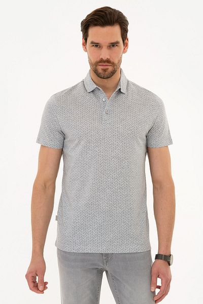 Pierre Cardin Ανοιχτό γκρι Slim Fit Polo T-shirt με λαιμόκοψη