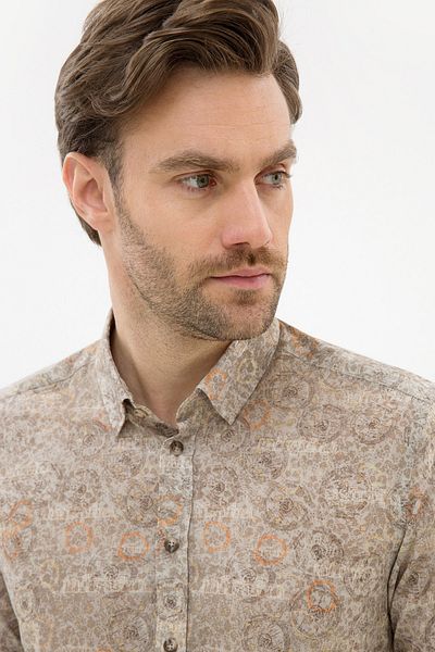 Pierre Cardin Πουκάμισο σε μπεζ Slim Fit