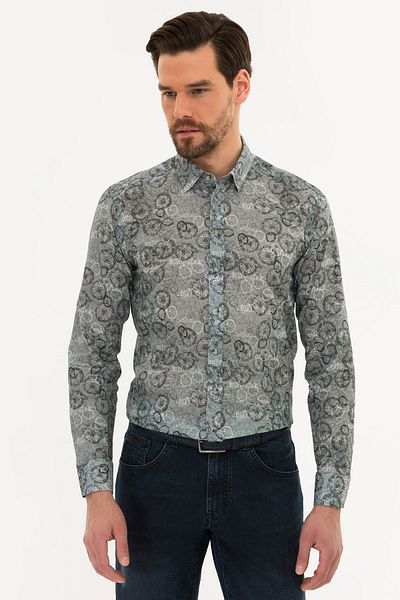 Pierre Cardin Γκρι Slim Fit πουκάμισο