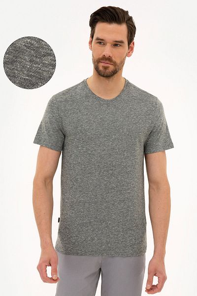 Pierre Cardin Μαύρο T-shirt Slim Fit Crew Neck
