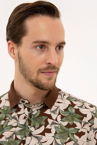 Pierre Cardin Καφέ μπλουζάκι Polo Slim Fit με λαιμόκοψη