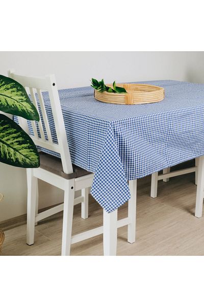 Harmany 3 Bucuri Față De Masă Gingham Albastru Mică Caro 160x170 Cm